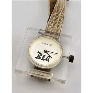 Vintage Parker Swiss Basis 17 Jewel Clear Lucite Mechanical Watch Working